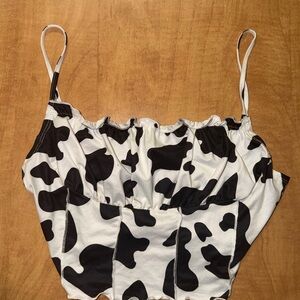 SHEIN Black and White Cow Print Camisole